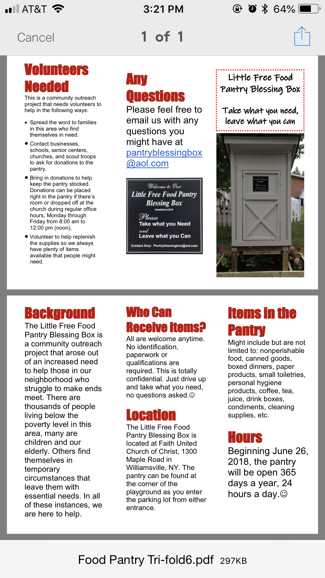 Little Free Food Pantry Blessing Box Photo 2